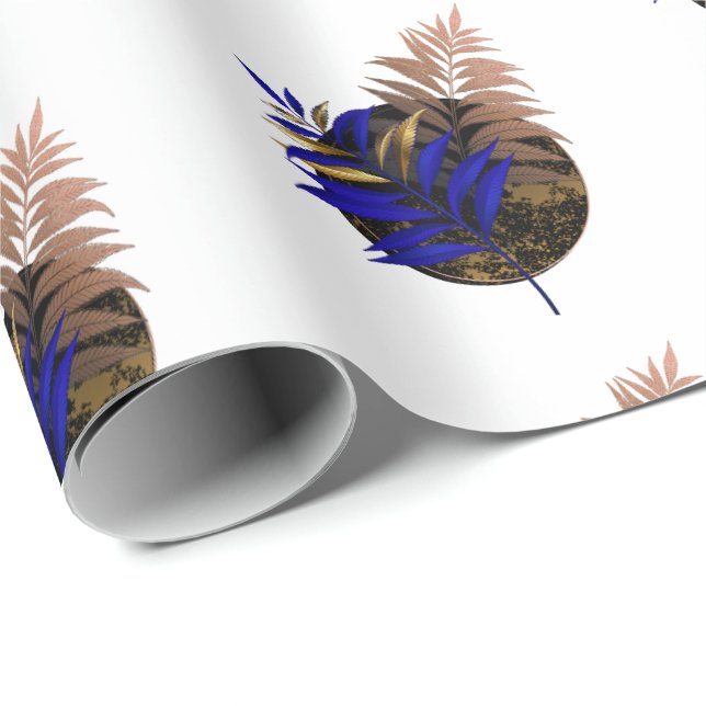 Papier Cadeau Ferme bleue sur cercle noir (Coin rond)