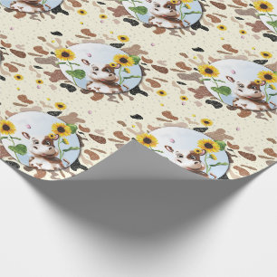 Papier Cadeau Ferme de tournesol de la vache
