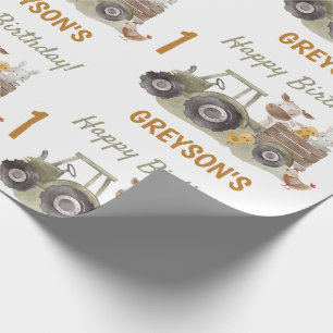 Papier Cadeau Ferme de tracteur Animaux de fête d'anniversaire G