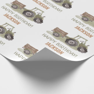Papier Cadeau Ferme de tracteur aquarelle 1er anniversaire
