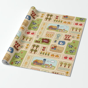 Papier Cadeau Ferme Enfants Bébé Animaux de ferme Agriculture Ka