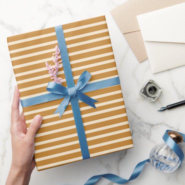 Papier Cadeau Ferme moderne Rétro Rustique Mustard rayé (Cadeaux)