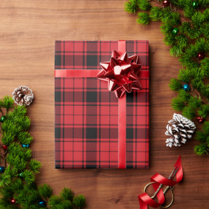 Papier Cadeau Ferme noir rouge rustique tartan plaid motif