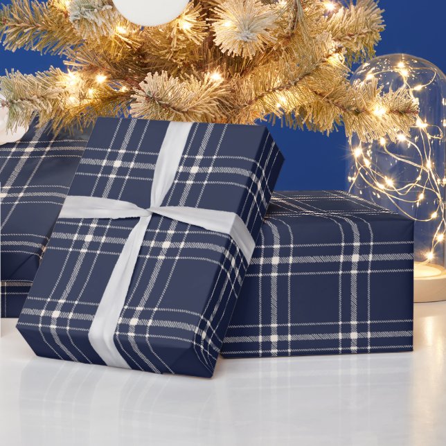 Papier Cadeau Ferme plaid marine du pays dessiné à la main blanc (Vacances)