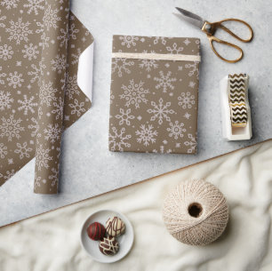 Papier Cadeau Ferme rustique Faisceau Brown de neige