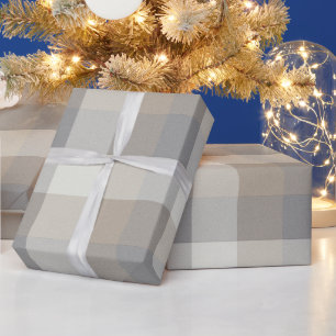 Papier Cadeau Ferme Rustique Plaid Tan Grey Ivory