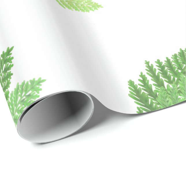 Papier Cadeau Fermes forestières vertes de forêt de bois fougère (Coin rond)
