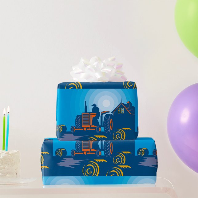 Papier Cadeau Fermier Sur Un Tracteur (Créateur téléchargé)