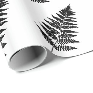 Papier Cadeau Ferne 1 de Woodland, noir et blanc