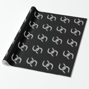Papier Cadeau Fers à cheval sur noir