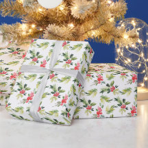 Festif Aquarelle Holly Noël Motif