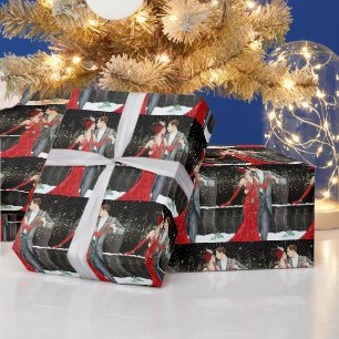 Papier Cadeau Festif art déco rétro couple vintage