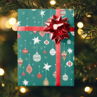 Papier Cadeau Festif Baubles & Snowflakes Noël