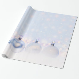 Papier Cadeau Festif boules de Noël en argent sur la neige