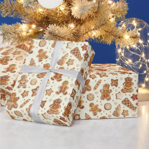 Papier Cadeau Festif carrelé pain d'épices