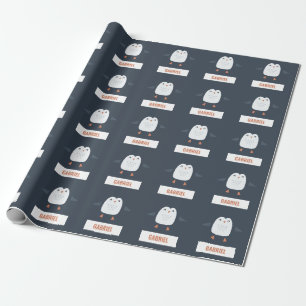 Papier Cadeau festif drôle petit pingouin personnalisé enfants
