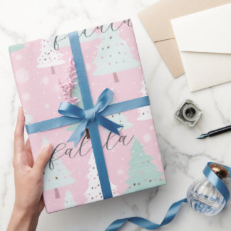 Papier Cadeau Festif Fa La La Pink Christmas Tree