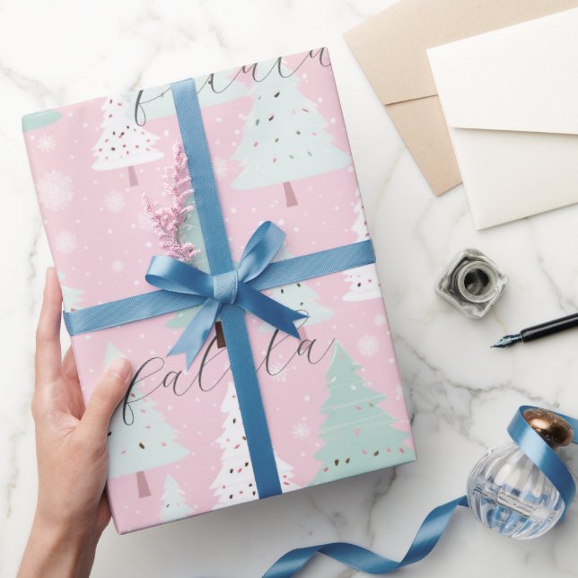 Papier Cadeau Festif Fa La La Pink Christmas Tree (Cadeaux)