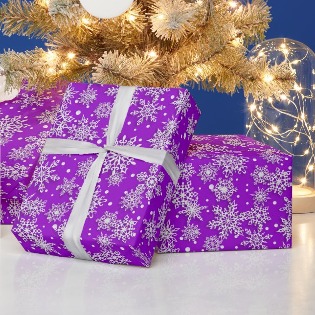 Papier Cadeau Festif Festin flocon de neige motif violet (Vacances)