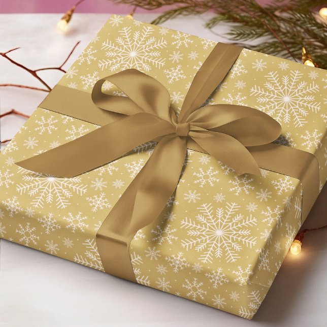 Papier Cadeau Festif Gold Noël Fête Fête Fête de neige d'hiver (Créateur téléchargé)