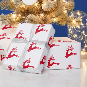 Papier Cadeau Festif moderne Nordic Christmas Red Deer