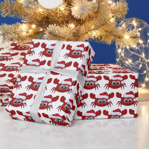 Papier Cadeau Festif Noël Fête crabe carrelé