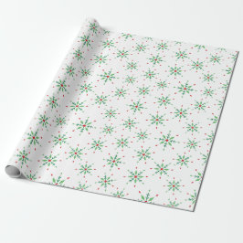 Papier Cadeau Festif Rouge et vert Fluge blanc sans couture