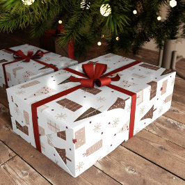 Papier Cadeau Festif traditionnel Arbres nordiques Cadeaux Noël