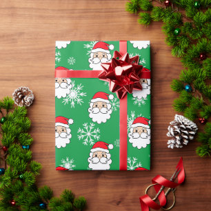 Papier Cadeau Festin moderne Funny Père Noël Visage Noël