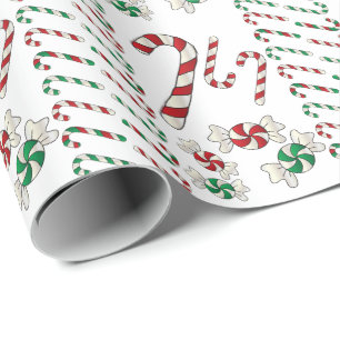 Papier Cadeau Festins doux de sucrerie de Noël