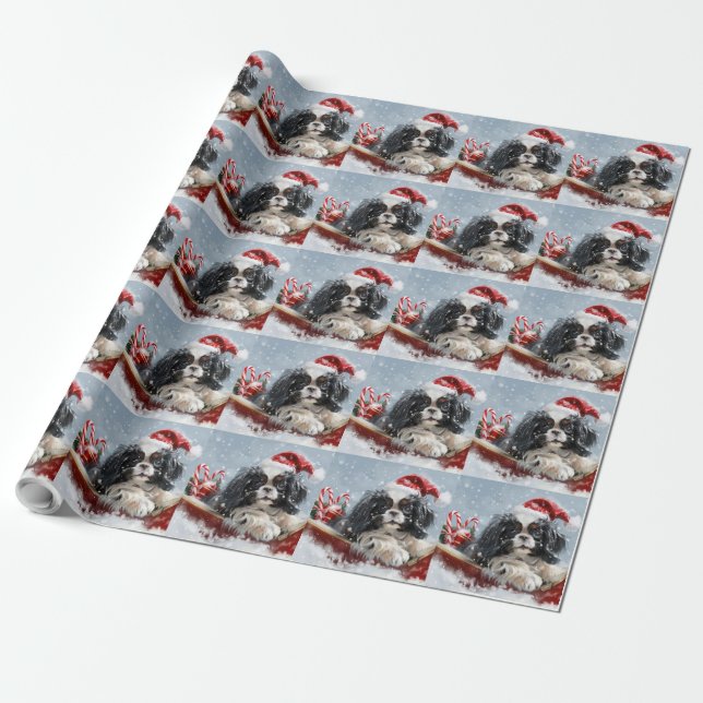 Papier Cadeau Festival de Noël de Chien Chin Japonais (Déroulé)