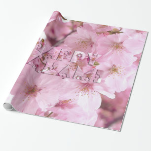 Papier Cadeau Festival japonais des fleurs de cerisiers roses Ha