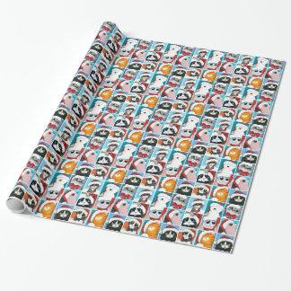 Papier Cadeau Festivals Animaux Motif de Noël