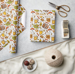 Papier Cadeau Festive allemand Oktoberfest Bière et saucisses