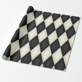 Papier Cadeau Festive arlequin noir et blanc (à grande échelle)