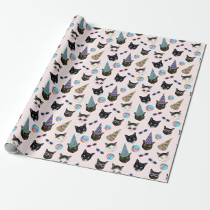 Papier Cadeau Festive Birthday Cats Summer Pool Party