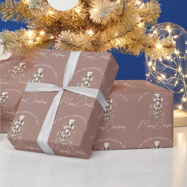 Papier Cadeau Festive Blush Pink Gold Nutcracker Christmas Dark (Vacances)