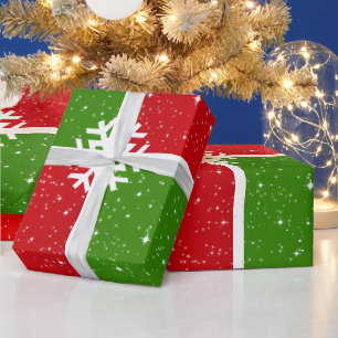 Papier Cadeau Festive C'est Noel sur Rouge Blanc et Vert