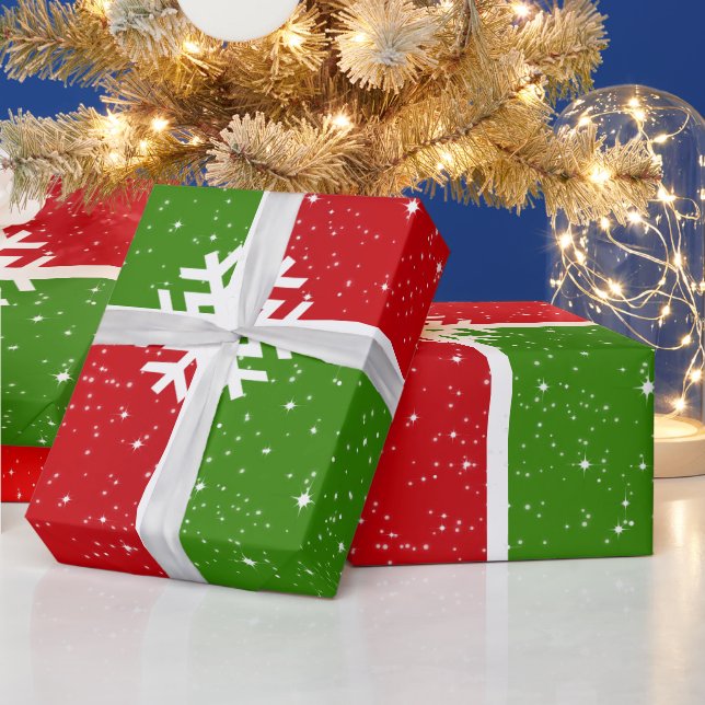Papier Cadeau Festive C'est Noel sur Rouge Blanc et Vert (Vacances)