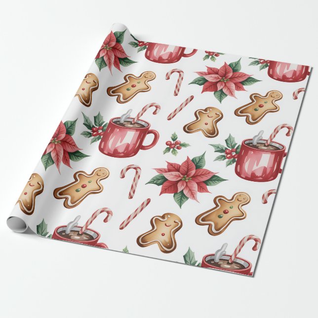 Papier Cadeau Festive Christmas Wrapping Paper (Déroulé)