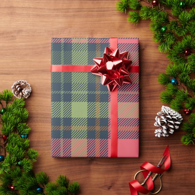 Papier Cadeau Festive Hiver Plaid Papier d'enveloppement de Noël (Cadeau de vacances)