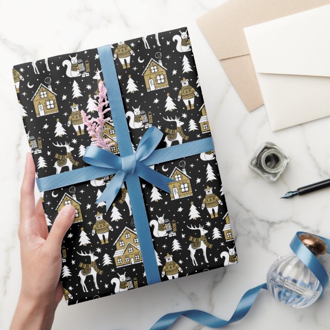 Papier Cadeau Festive Holiday Wrap with Cozy Winter Design (Cadeaux)