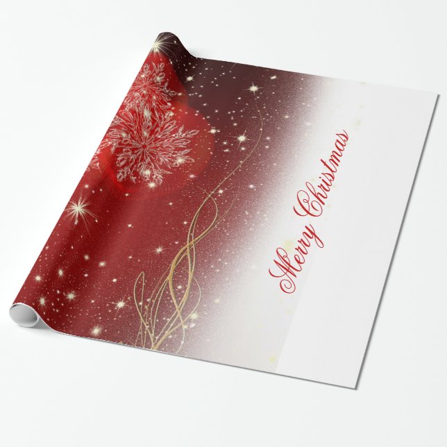 Papier Cadeau Festive "Joyeux Noël" flocons de neige ornements (Déroulé)