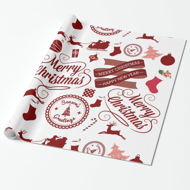 Papier Cadeau Festive Joyeux Noël Papier d'enveloppement (Déroulé)