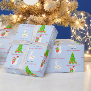 Papier Cadeau Festive Llama Christmas