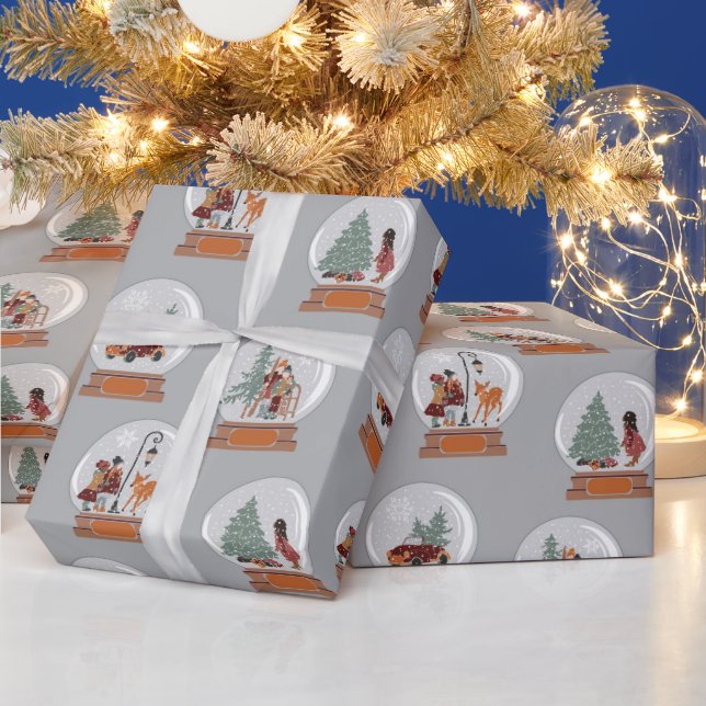Papier Cadeau Festive Neige Globes Noël (Vacances)