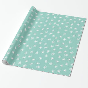 Papier Cadeau Festive Noël à la menthe étoiles dessinées à la ma