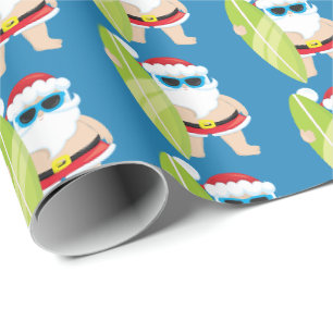 Papier Cadeau Festive Père Noël Surfing carrelé fête Noël envelo