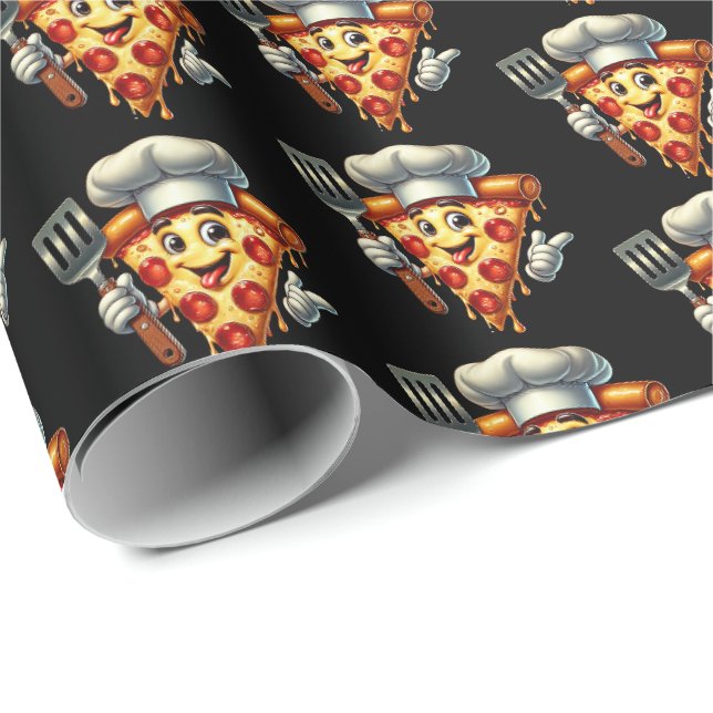 Papier Cadeau Fête à pizza carrelée magnifique (Coin rond)
