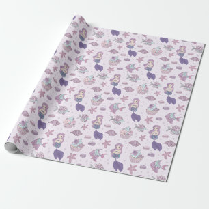 Papier Cadeau Fête à thème Mermaid Pastel Rose Anniversaire
